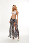 Gray Leopard Sarong Beach Skirt