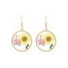 Round Gold Dried Flower Earrings