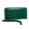 Dark Green Croc Double Zipper Wallet