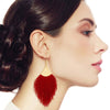 Burgundy Silk Tassel Fish Hook Earrings