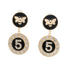 Gold and Black Bee 5 Charm Earrings