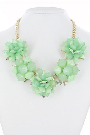 Pastel Tone Floral Leaf Statement Necklace