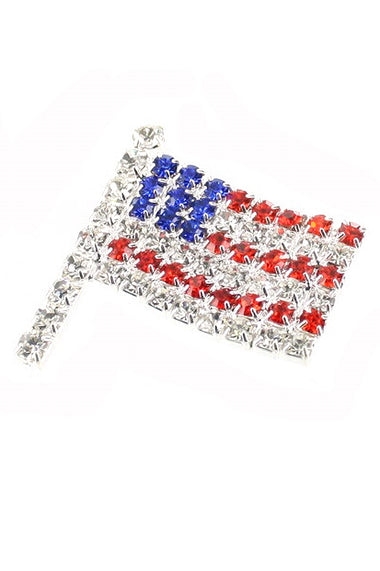 Rhinestone American Flag Brooch