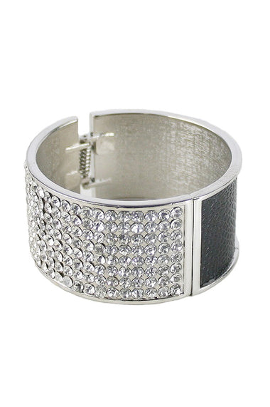 Rhinestone and Leather Two Sided Bangle