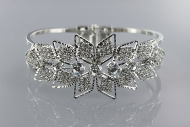 Crystal Florals Leaf Metal Bangle