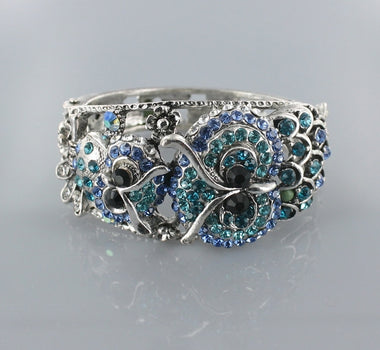 Rhinestone Embedded Owl Bangle