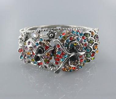 Rhinestone Embedded Owl Bangle