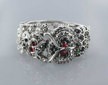 Rhinestone Embedded Owl Bangle