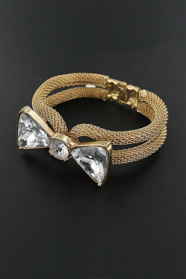 Glass Gemstone Ribbon Charm Bangle