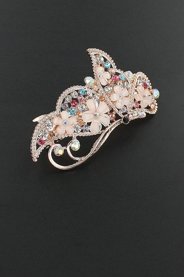 Rhinestone and Acrylic Gem Butterfly Auto Hair Clip