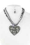 Layered Pearl Heart Pendant Necklace