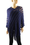 Multi Design Knitted Poncho with Tassel