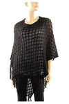 Sequin Accent Knitted Pancho with Tassel