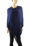 Textured Knitted Poncho with Tassel
