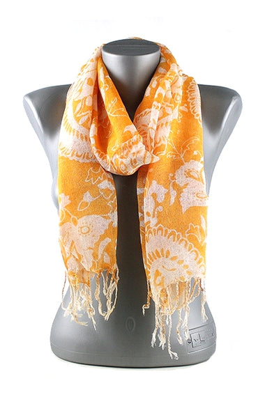 Flower Printed Fashion Scarf with Tassel