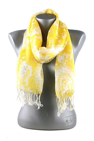 Flower Printed Fashion Scarf with Tassel