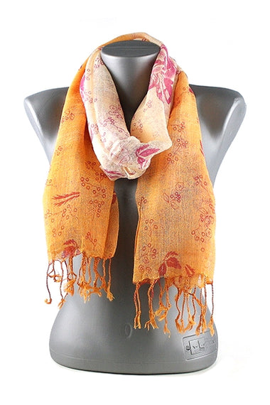Flower Printed Fashion Scarf with Tassel