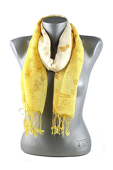 Flower Printed Fashion Scarf with Tassel