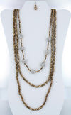Crystal Beads Layered Necklace Earring and Bracelet Set