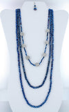 Crystal Beads Layered Necklace Earring and Bracelet Set