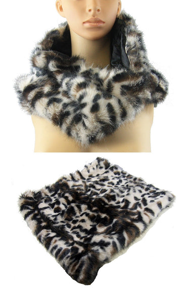 Soft Fur Leopard Wrap Scarf
