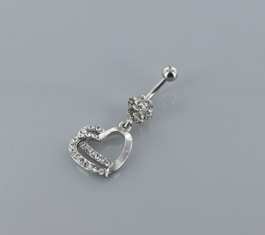 Rhinestone Heart Dangle Belly Ring