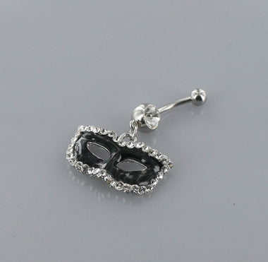 Rhinestone Mask Dangle Belly Ring