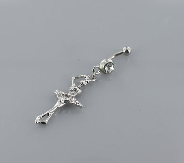 Rhinestone Ballerina Dangle Belly Ring