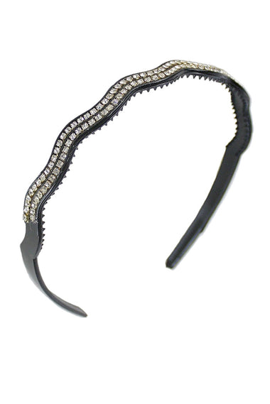 Double Row Rhinestone Embedded Wavy Headband