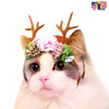 Pet Elk Cat Antler Headband Flower Pet Headwear Christmas Deco Costume Cosplay