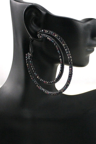 Rhinestone Double Hoop Earring