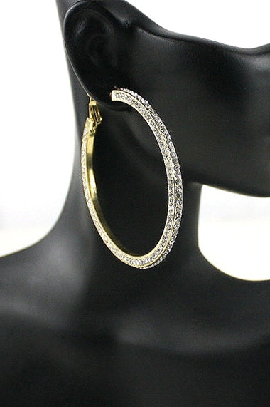 Rhinestone Embedded Hoop Earring