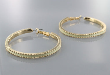 Cream Epoxy Hoop Earring
