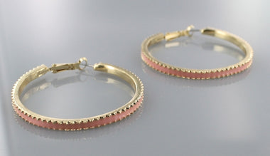 Pink Epoxy Hoop Earring