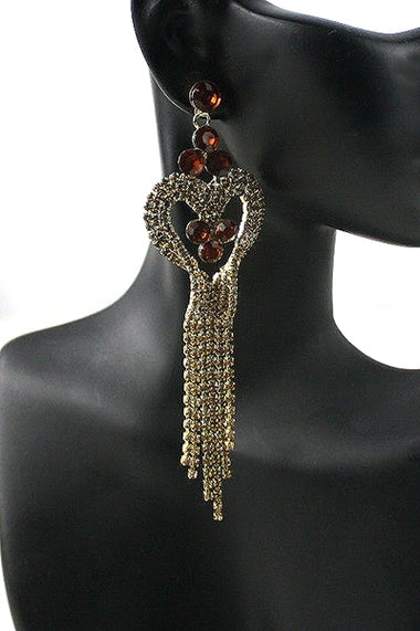 Rhinestone Tassel Dangle Earring