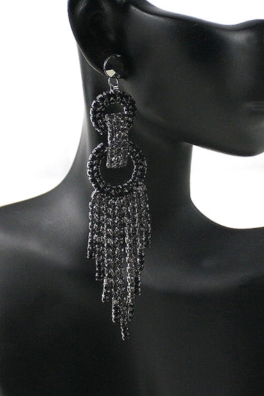 Rhinestone Tassel Dangle Earring