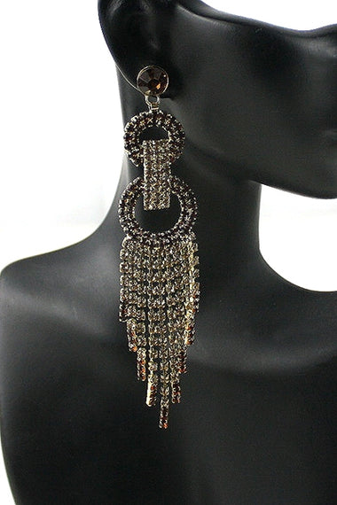Rhinestone Tassel Dangle Earring