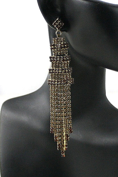 Rhinestone Tassel Dangle Earring