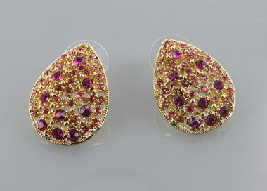 Fuschia Crystal Teardrop Stud Earring