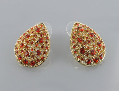 Orange Crystal Teardrop Stud Earring