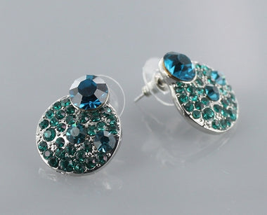 Cali Green Crystal Round Stud Earring