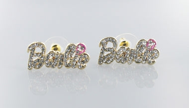 Gold Crystal Barbie Stud Earring