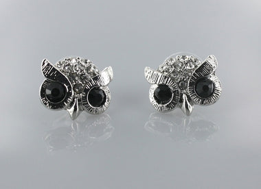 Clear Crystal Owl Stud Earring