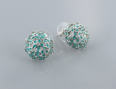 Crystal Floral Dome Stud Earring
