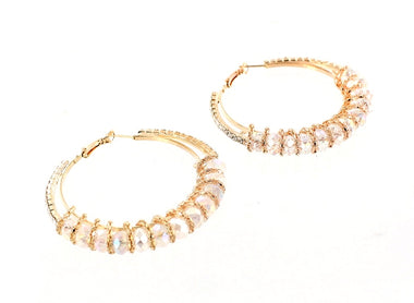 Glass Beads Crystal Hoop Earring
