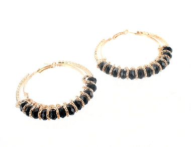 Glass Beads Crystal Hoop Earring