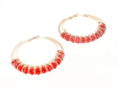 Glass Beads Crystal Hoop Earring