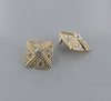 Rhinestone Embedded Square Antique Earring