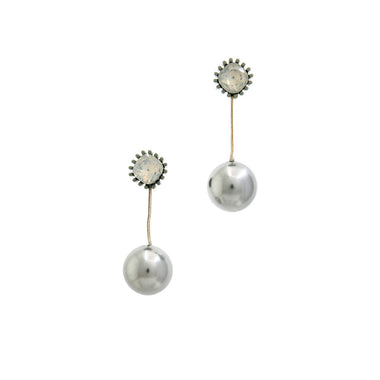 RHINESTONE & PEARL LONG EARRING