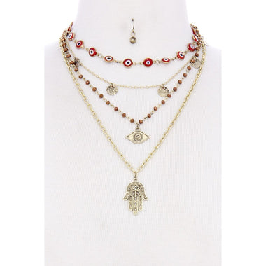 ANTIQUE EVIL EYE LAYER FASHION NECKLACE